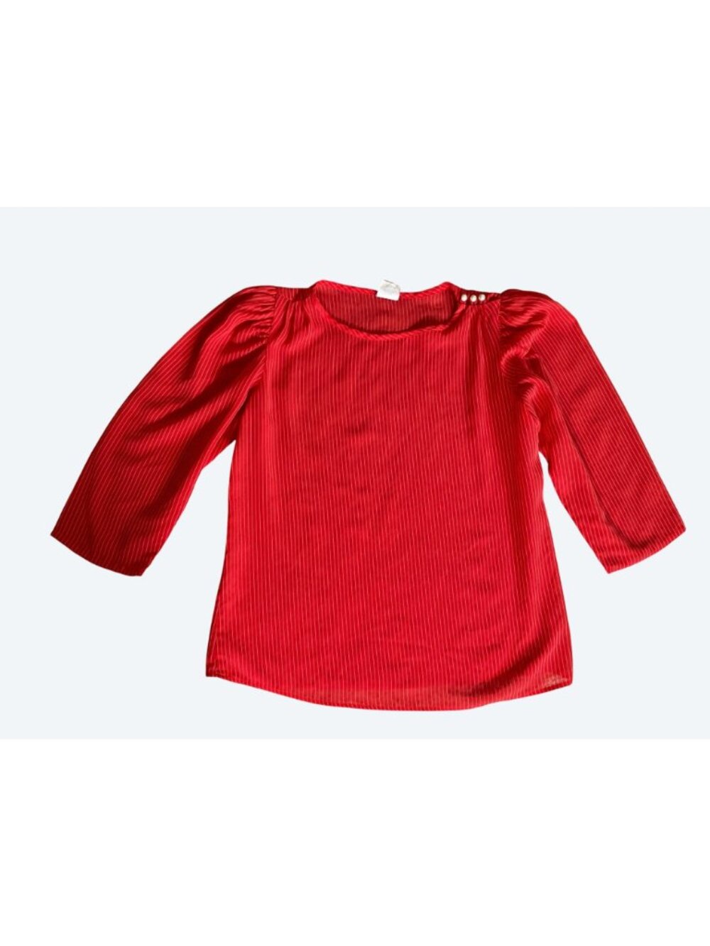 Topson Downs Red & White Striped Womens Blouse Large Polyester Puff Sleeve - Picture 13 of 15